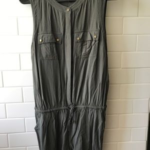 Military green romper.